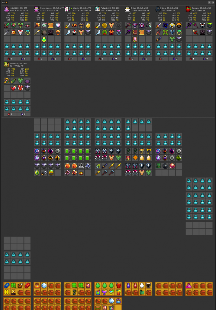 ROTMG [ENDGAME]{LEGENDARY} ACCOUNT Knight/Warrior/Priest/ Ninja